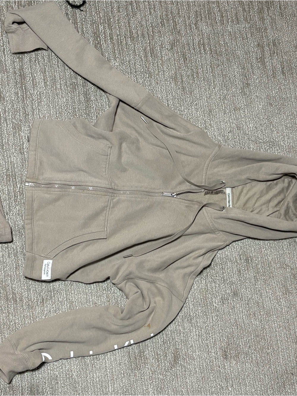 Calvin Klein Taupe Zip Hoodie & Logo Joggers Set - Picture 3 of 10